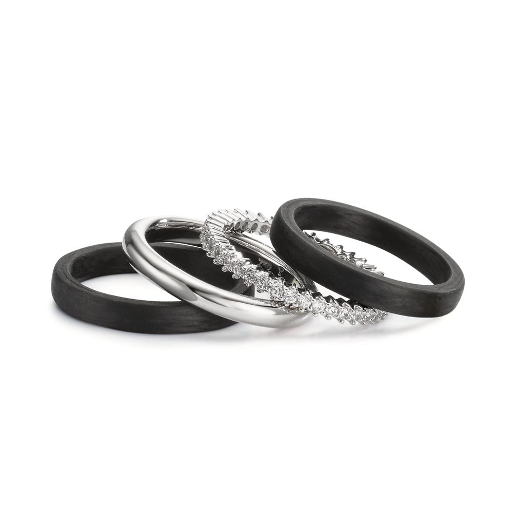 Ring set 750/18 K vitguld, Kol Zirkoniumoxid