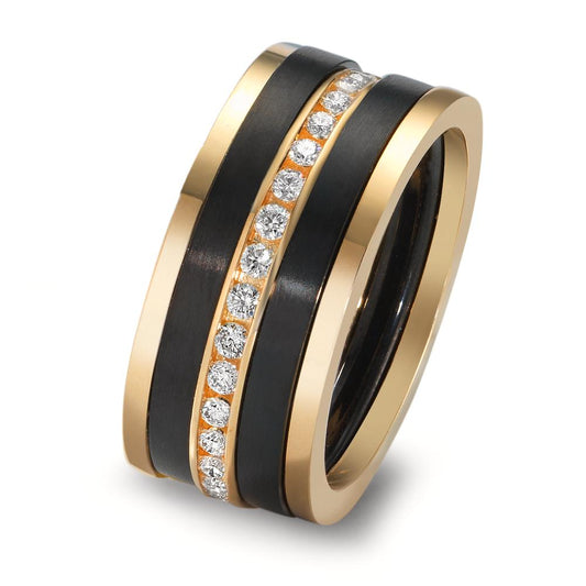 Ring set 750/18 K gult guld, titan diamant 0.50 ct, w-si