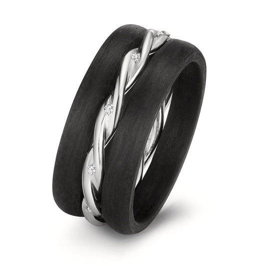 Ring set 750/18 K vitguld, Kol diamant 0.045 ct, 9 stenar, w-si