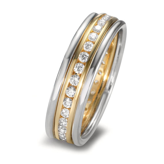 Ring set 750/18 K gult guld, 750/18 K vitguld diamant 0.50 ct, w-si