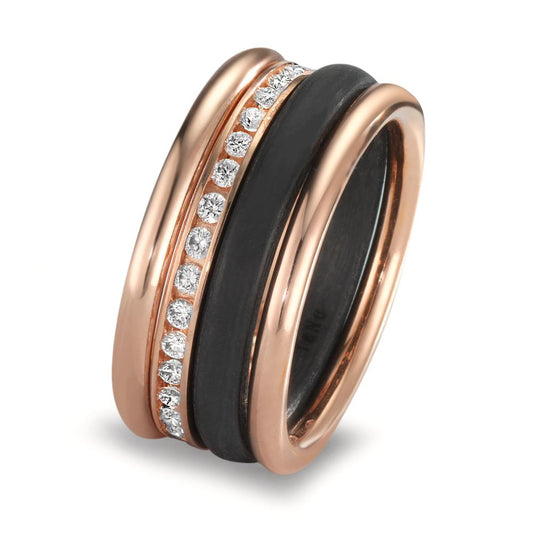 Ring set 750/18 K rött guld, Kol diamant w-si