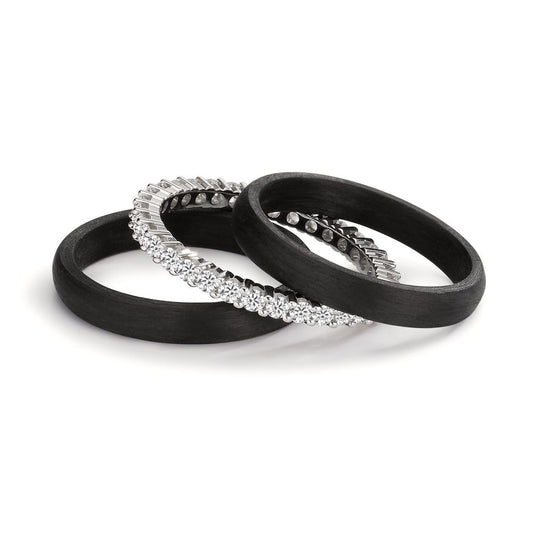 Ring set 750/18 K vitguld, Kol diamant 0.75 ct, w-si