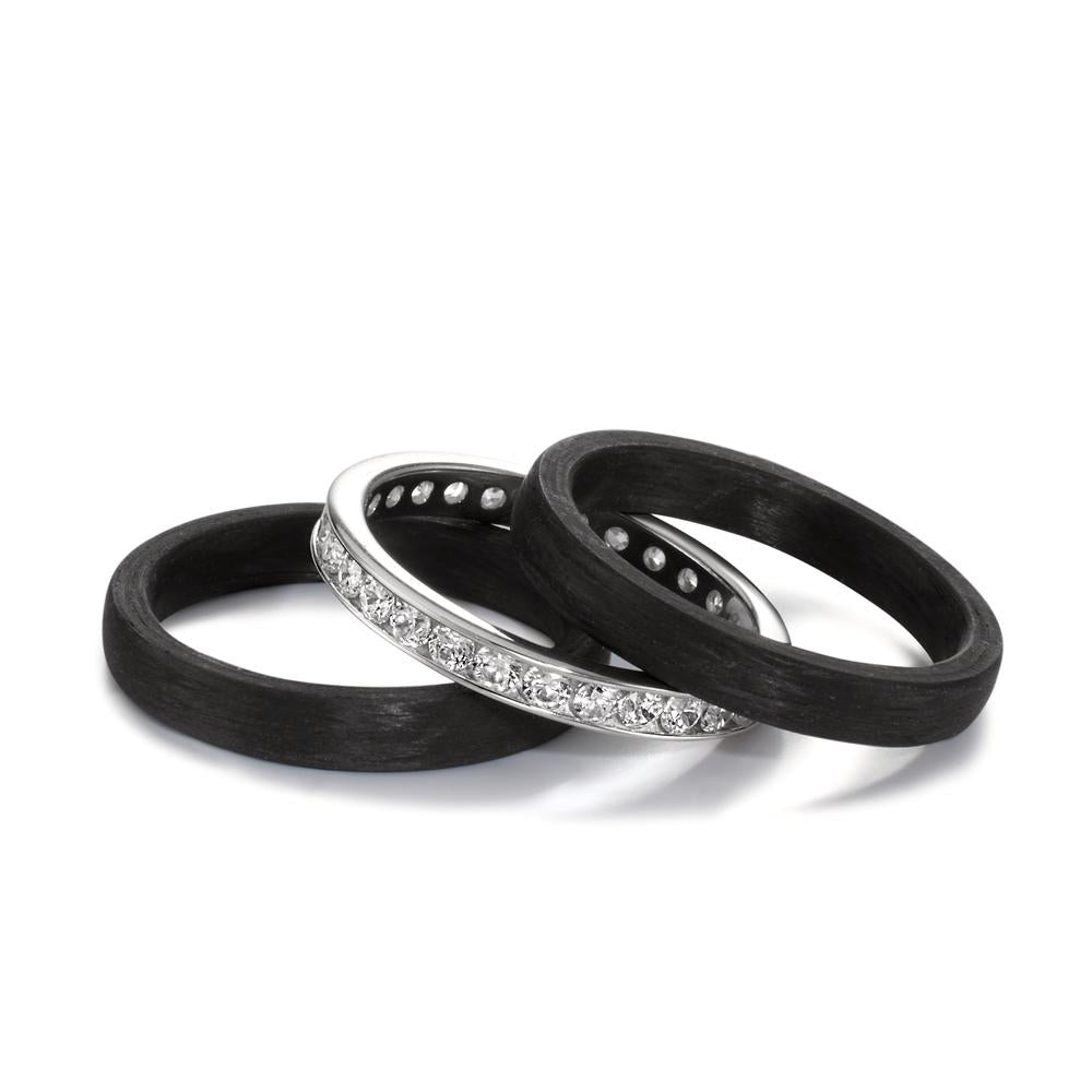 Ring set 750/18 K vitguld, Kol Zirkoniumoxid