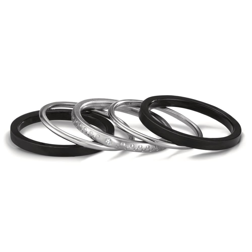 Ring set 750/18 K vitguld, titan diamant 0.014 ct, w-si