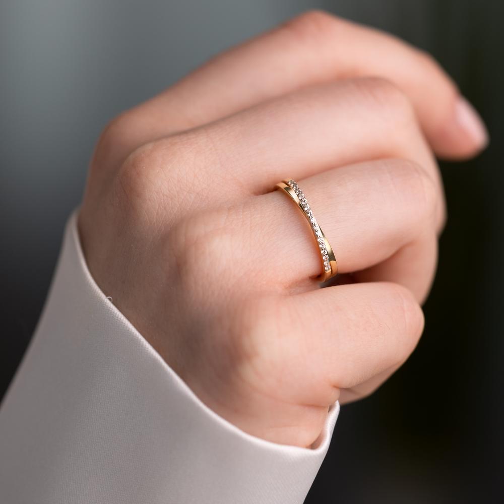 Sätt i ring Silver Zirkoniumoxid 19 stenar ros guldpläterad