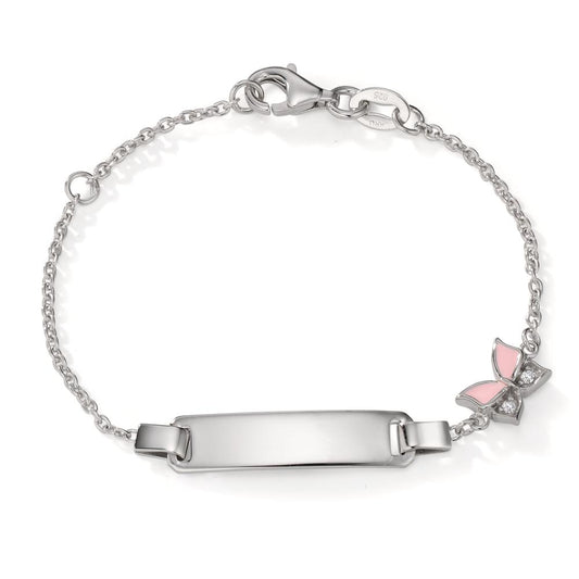 Graverat armband Silver Zirkoniumoxid 2 stenar rodiumpläterad fjäril 12-14 cm