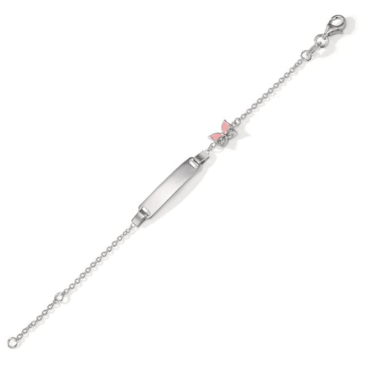 Graverat armband Silver Zirkoniumoxid 2 stenar rodiumpläterad fjäril 12-14 cm