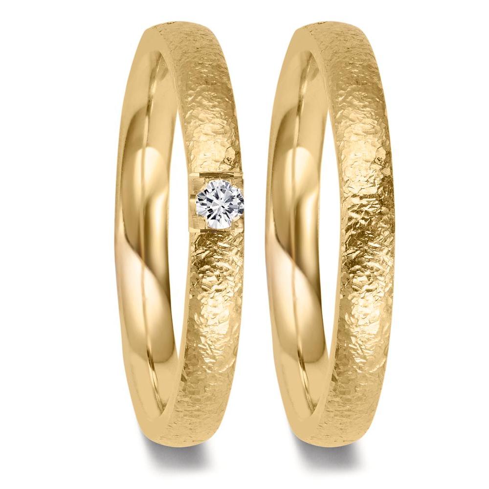 Partnerring 750/18 K gult guld diamant 0.09 ct, w-vsi