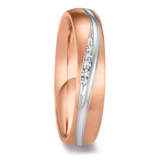 Partnerring 750/18 K vitguld, 750/18 K rött guld diamant 0.036 ct, 5 stenar, w-si