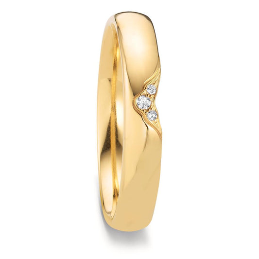 Partnerring 750/18 K gult guld diamant 0.025 ct, 3 stenar, tw-vsi