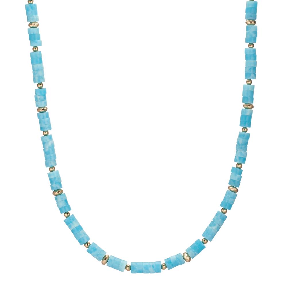 Collier rostfritt stål Amazonit gul IP-belagd 43-46 cm