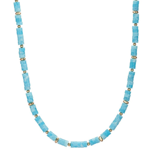 Collier rostfritt stål Amazonit gul IP-belagd 43-46 cm