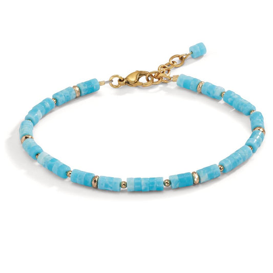 Armband rostfritt stål Amazonit gul IP-belagd 20-22 cm