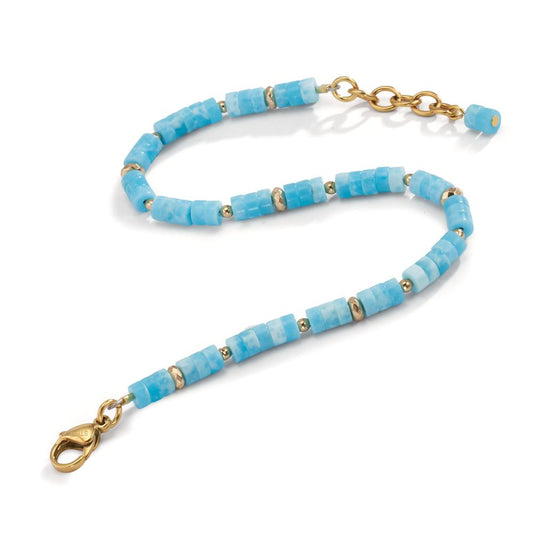 Armband rostfritt stål Amazonit gul IP-belagd 20-22 cm