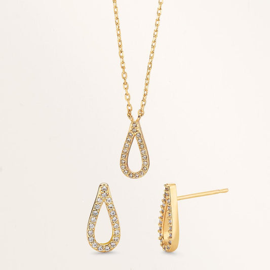 Collier Brons Zirkoniumoxid 20 stenar guldpläterad 40-45 cm