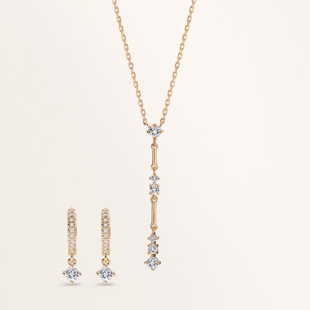 Collier Brons Zirkoniumoxid 6 stenar guldpläterad 40-45 cm