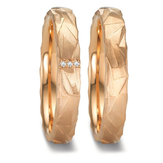 Partnerring 750/18 K roséguld diamant 0.012 ct, 3 stenar, w-si