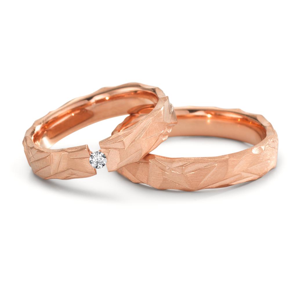 Partnerring 750/18 K rött guld diamant 0.05 ct, w-si