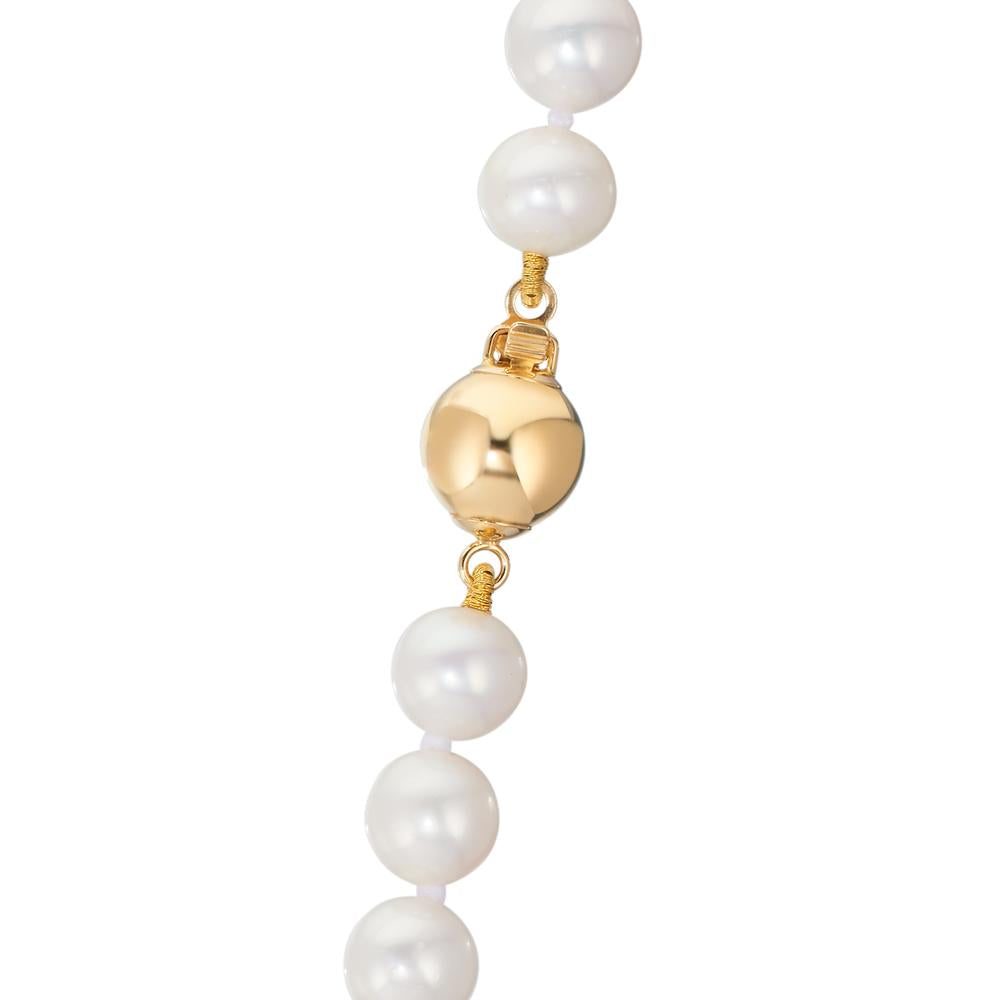 Collier 750/18 K gult guld Sötvattensodlad pärla vit 6-7 mm 50 cm