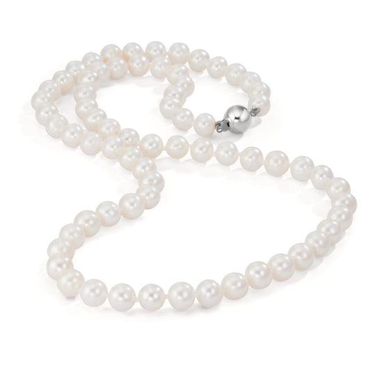 Collier 750/18 K vitguld Sötvattensodlad pärla vit 6-7 mm 50 cm
