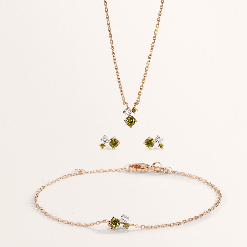 Armband Brons Zirkoniumoxid grön, 3 stenar 16-18 cm