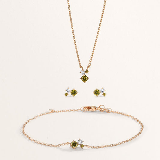 Collier Brons Zirkoniumoxid grön, 3 stenar 40-45 cm