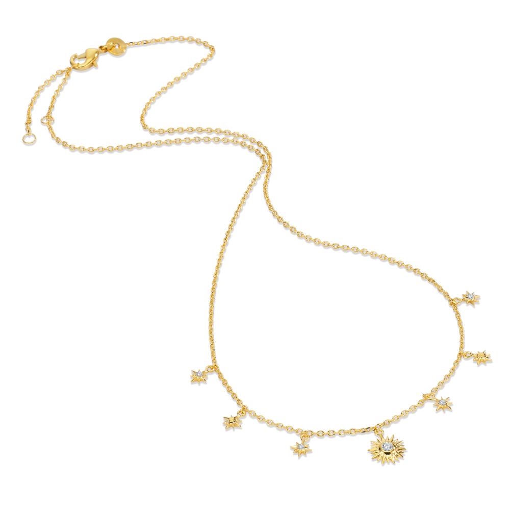 Collier Brons Zirkoniumoxid 7 stenar guldpläterad 3 mikron stjärna 40-45 cm