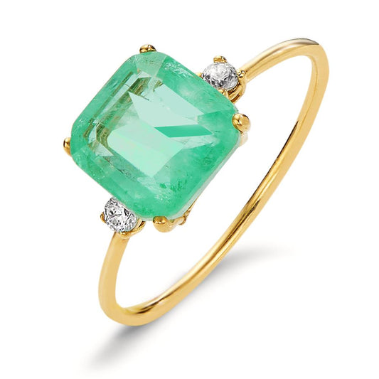 Finger ring 750/18 K gult guld kvarts grön, 3 stenar