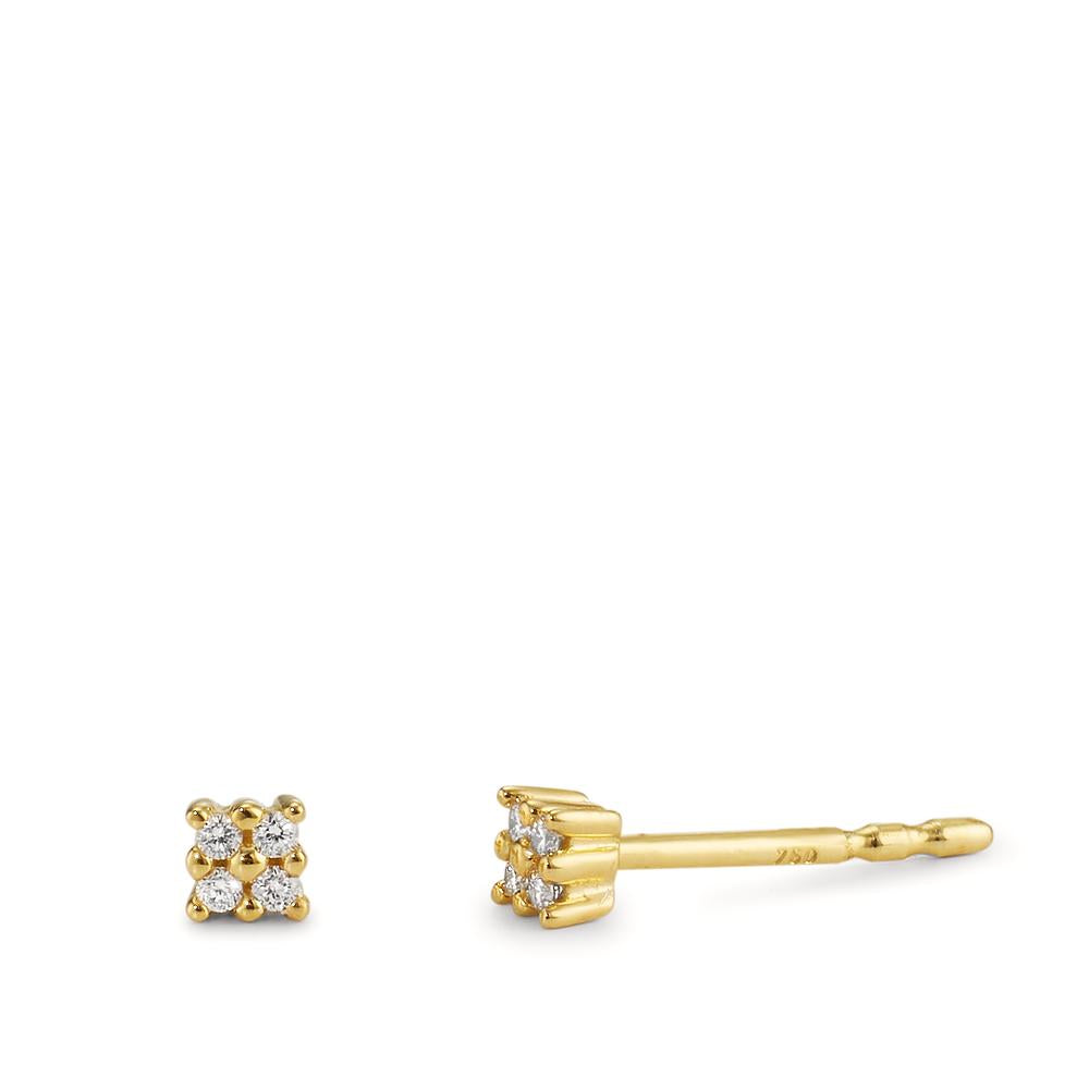 Örhängen med knoppar 750/18 K gult guld diamant 0.04 ct, 8 stenar, p1 Ø2.7 mm