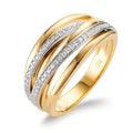 Finger ring 750/18 K gult guld, 750/18 K vitguld diamant 0.16 ct, w-si