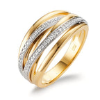 Finger ring 750/18 K gult guld, 750/18 K vitguld diamant 0.16 ct, w-si