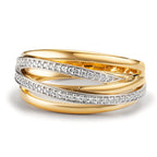 Finger ring 750/18 K gult guld, 750/18 K vitguld diamant 0.16 ct, w-si