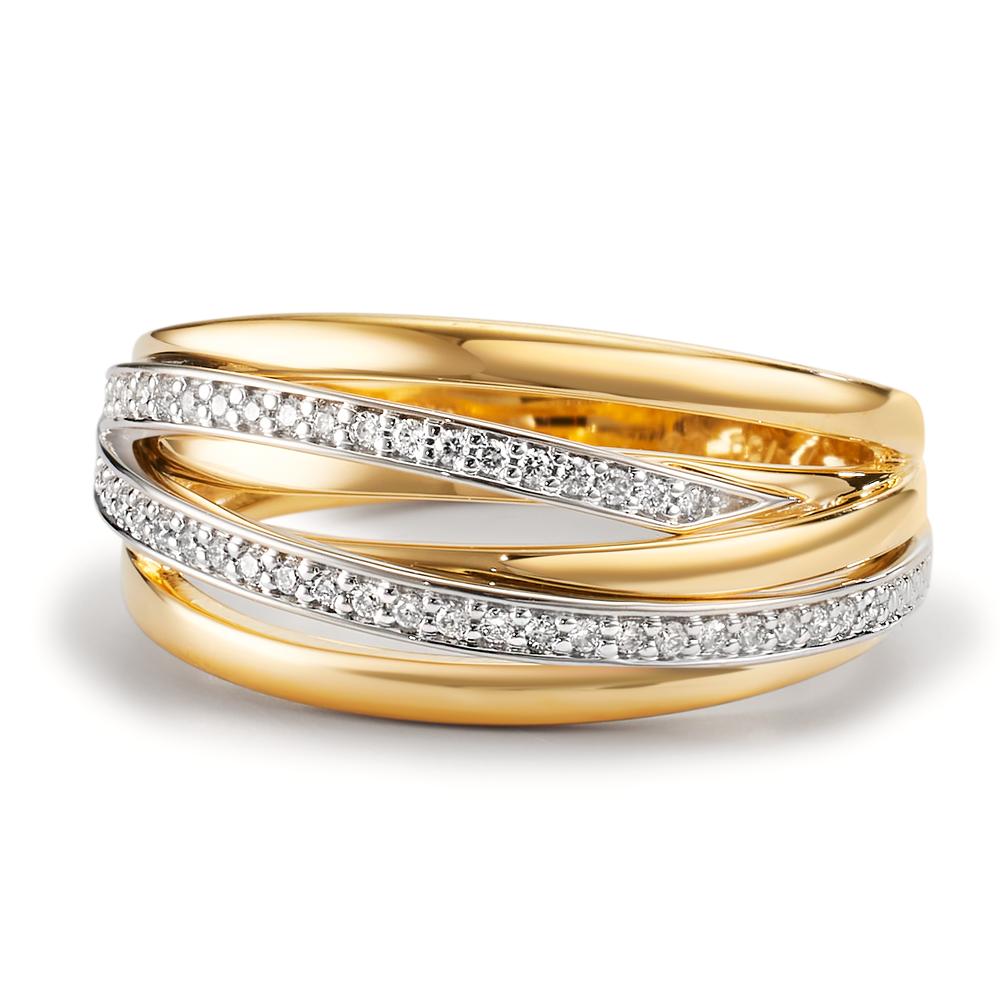 Finger ring 750/18 K gult guld, 750/18 K vitguld diamant 0.16 ct, w-si