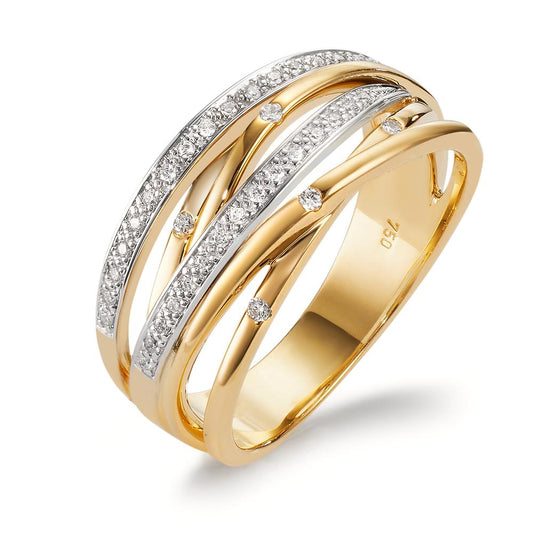 Finger ring 750/18 K gult guld, 750/18 K vitguld diamant 0.16 ct, w-si