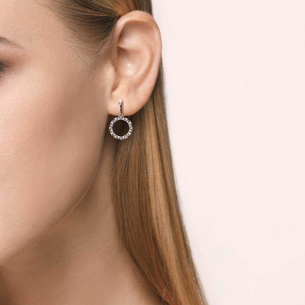 Örhängen 750/18 K vitguld diamant 0.33 ct, w-si Ø12.5 mm