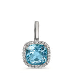 Hängsmycke 750/18 K vitguld diamant 0.14 ct, w-si, topas blå, 0.69 ct Ø11.5 mm