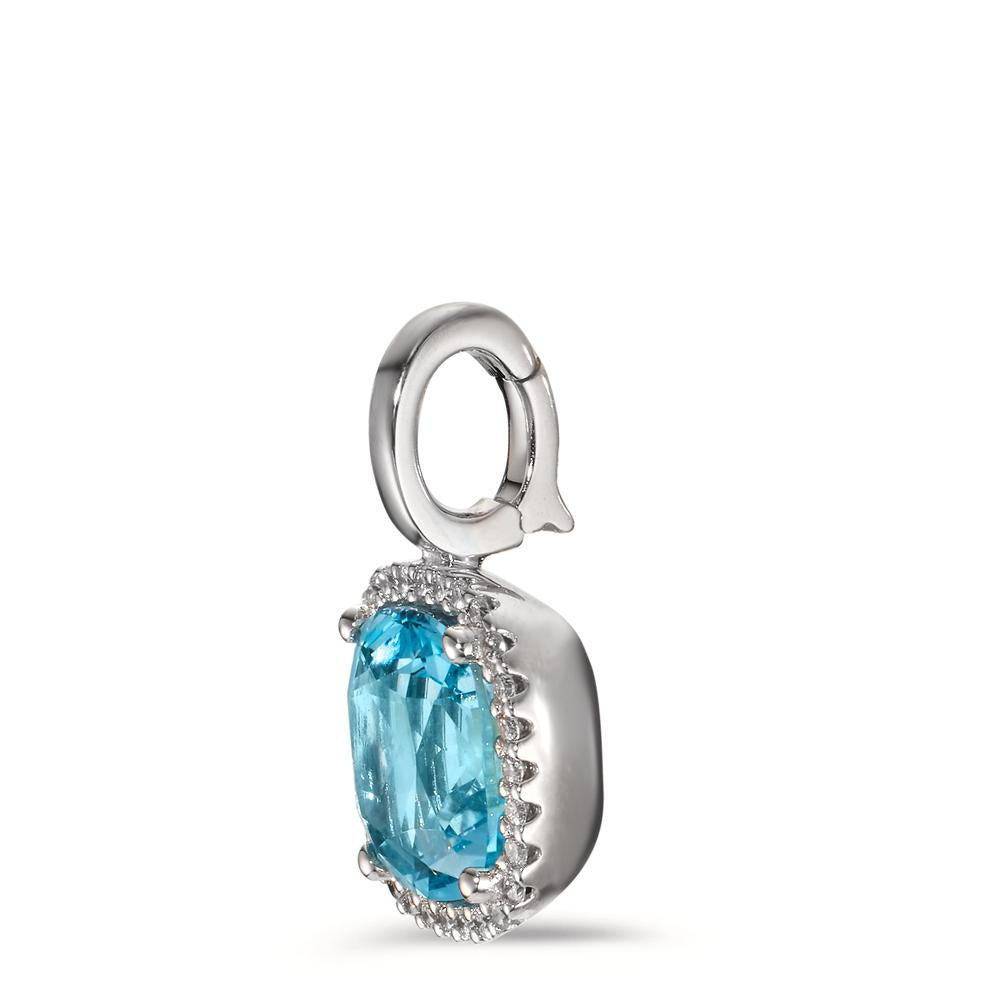 Hängsmycke 750/18 K vitguld diamant 0.14 ct, w-si, topas blå, 0.69 ct Ø11.5 mm