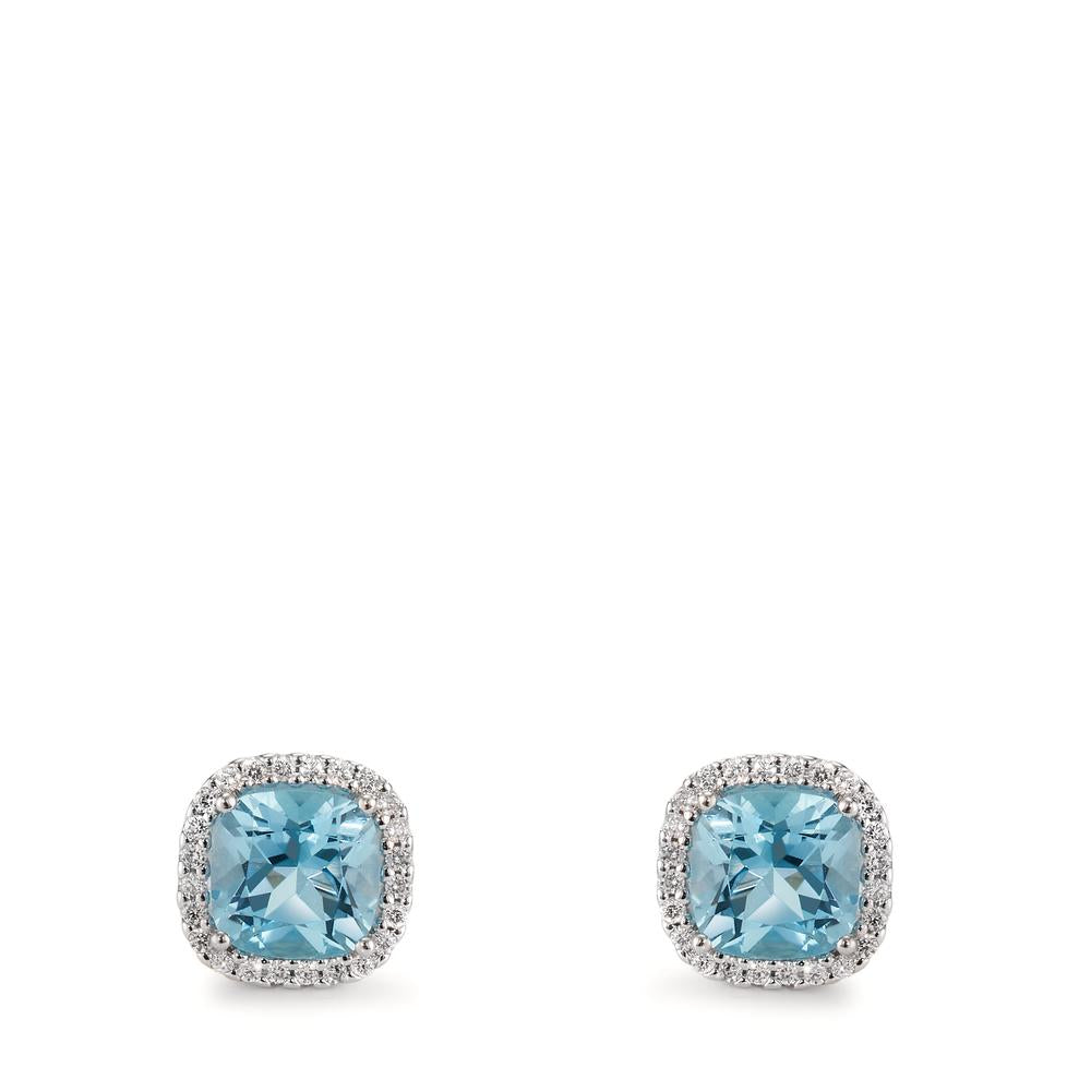 Örhängen med knoppar 750/18 K vitguld diamant 0.18 ct, w-si, topas blå, 0.40 ct Ø8.5 mm