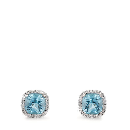 Örhängen med knoppar 750/18 K vitguld diamant 0.18 ct, w-si, topas blå, 0.40 ct Ø8.5 mm