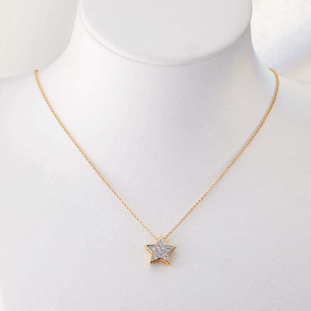 Hängsmycke 750/18 K gult guld diamant 0.08 ct, w-si stjärna Ø10 mm