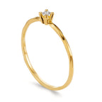 Solitärring 750/18 K gult guld diamant 0.04 ct, w-si