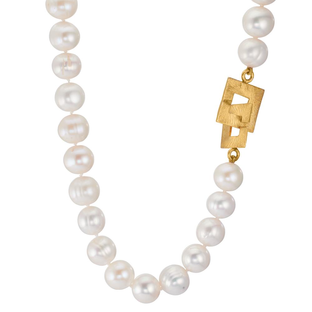 Collier Silver gul guldpläterad Sötvattensodlad pärla 11-11.5 mm 50 cm