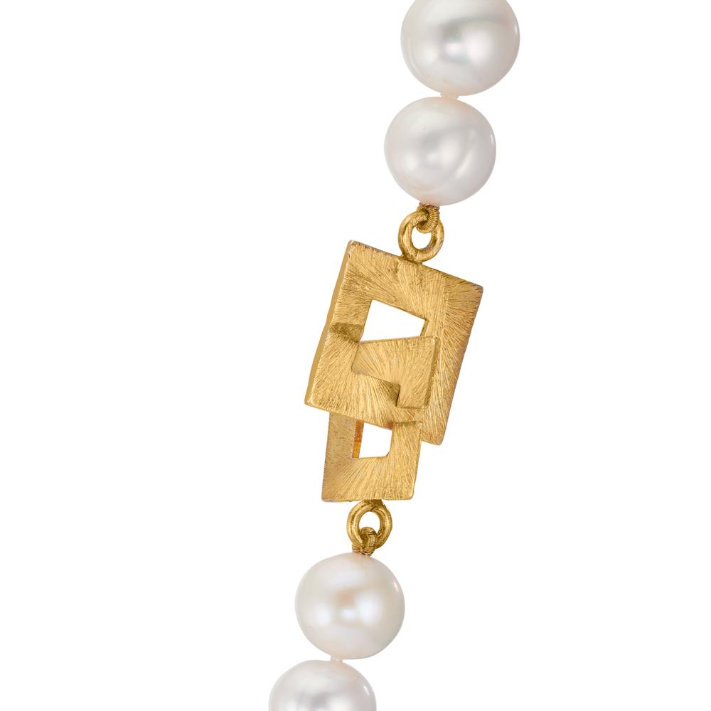 Collier Silver gul guldpläterad Sötvattensodlad pärla 11-11.5 mm 50 cm