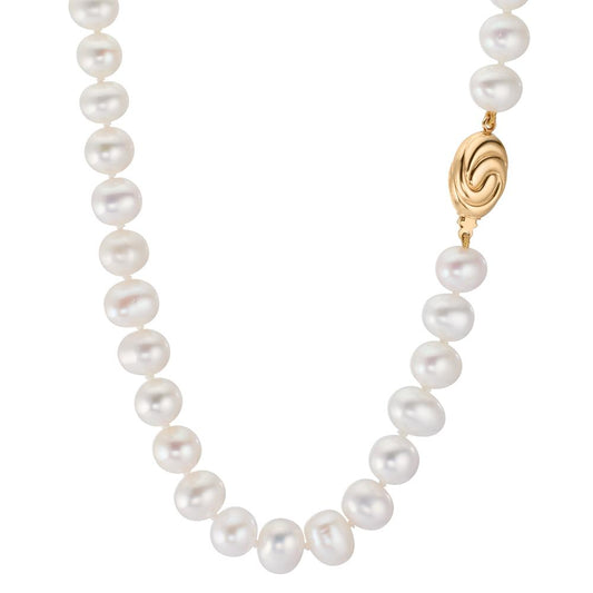 Collier 750/18 K gult guld Sötvattensodlad pärla 8.5-9 mm 45 cm