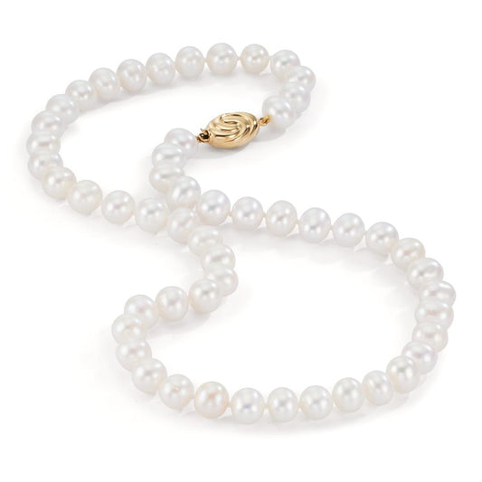 Collier 750/18 K gult guld Sötvattensodlad pärla 8.5-9 mm 45 cm