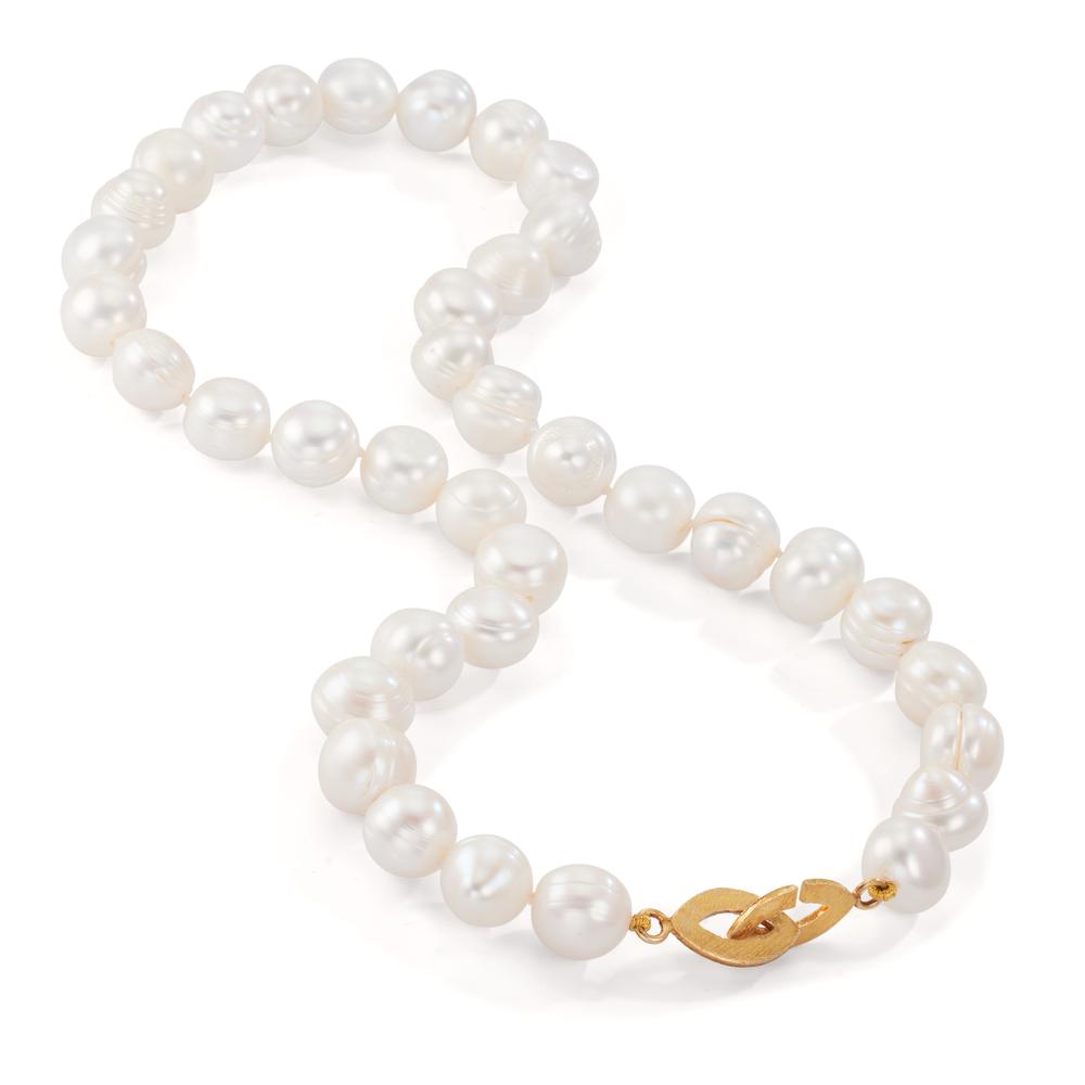 Collier Silver gul guldpläterad Sötvattensodlad pärla, 11 mm 46 cm