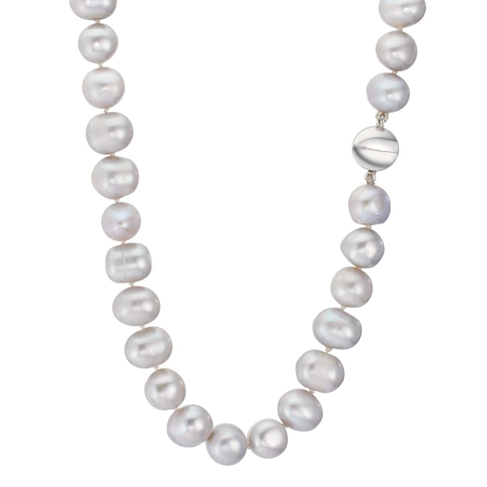 Collier 750/18 K vitguld Sötvattensodlad pärla grå 10.5-11 mm 42 cm