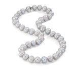 Collier 750/18 K vitguld Sötvattensodlad pärla grå 10.5-11 mm 42 cm