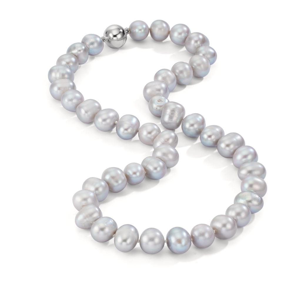 Collier 750/18 K vitguld Sötvattensodlad pärla grå 10.5-11 mm 42 cm