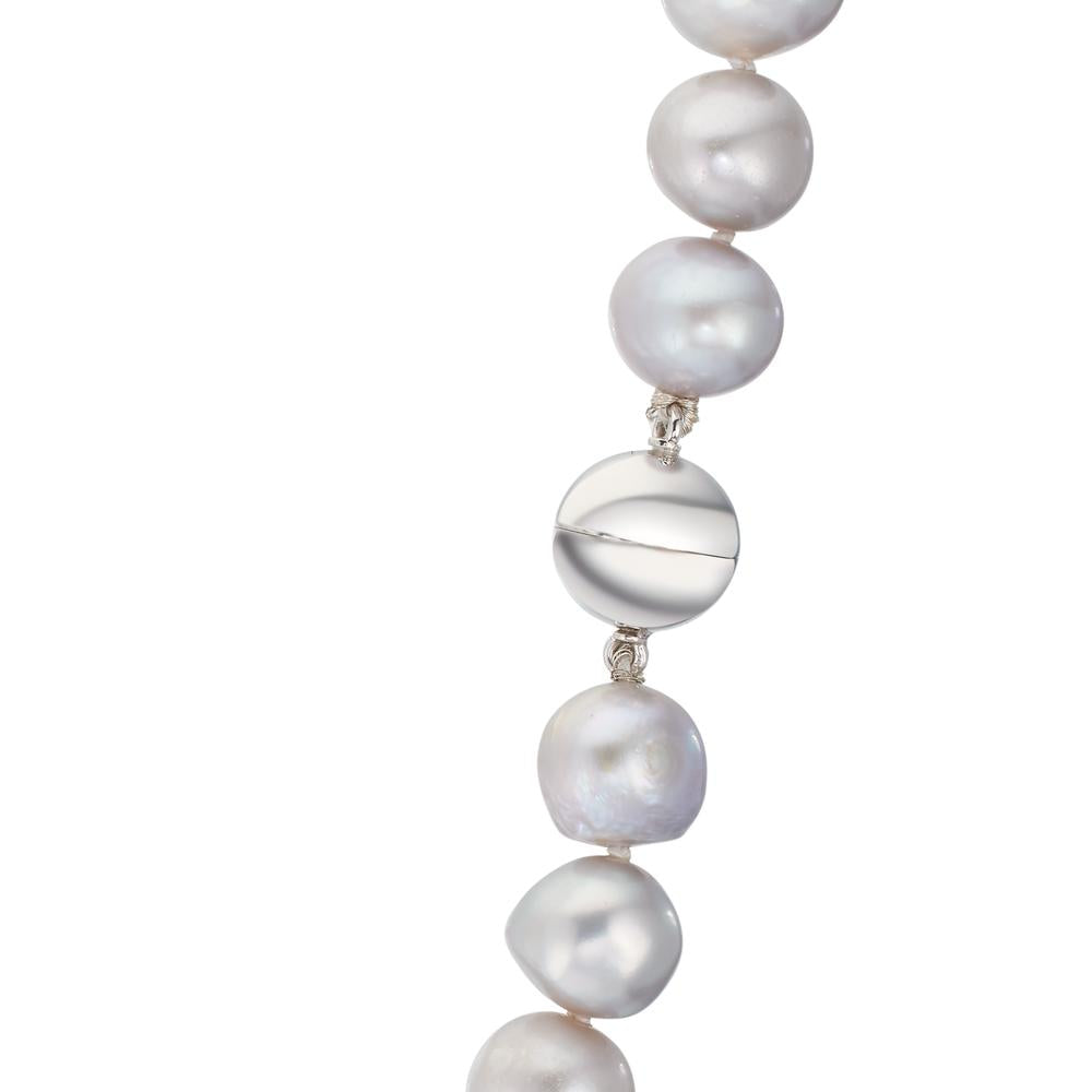 Collier 750/18 K vitguld Sötvattensodlad pärla grå 10.5-11 mm 42 cm